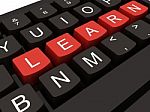 Computer Keyboard With Key Learn Stock Photo