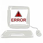 Computer With Error Icon Stock Photo