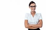 Confident Bespectacled Corporate Woman Stock Photo