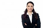 Confident Smiling Business Woman Posing Stock Photo