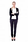 Confident Young Business Woman In Full Length Stock Photo