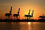 Container Cargo Freight Ship Silhouette Stock Photo