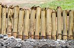 Cooking Rice In Bamboo Stock Photo