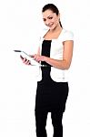 Corporate Lady Using Tablet Pc Device Stock Photo
