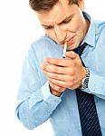 Corporate Male Smoking Cigarette Stock Photo