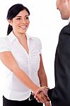 Corporate Woman Giving Hand Shake Stock Photo