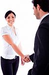 Corporate Woman Giving Shake Hands Stock Photo