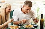 Couple Eating Dinner Stock Photo