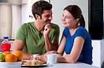 Couple Having Breakfast Stock Photo