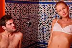 Couple In The Bathroom Stock Photo