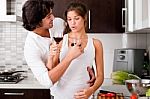 Couple With Glass Of Wine Stock Photo