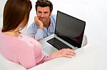 Couple With Laptop Stock Photo