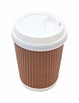 Cover Side Coffee Cup And Heat Insulation On White Background Stock Photo