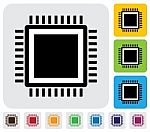 Cpu Or Computer Processor Icon(symbol)- Simple  Graphic Stock Photo