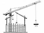 Cranes On Building Construction Stock Photo