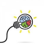 Creative Brain And Light Bulb Idea Concept Stock Photo