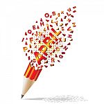 Creative Pencil Broken Streaming With Text April Illustration Ve Stock Photo