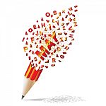 Creative Pencil Broken Streaming With Text May Illustration Vect Stock Photo
