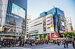 Crowds At The Shibuya, The Famous Fashion Centers Of Japan Stock Photo