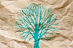 Crumpled Paper With Tree Stock Photo
