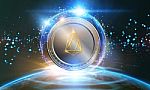 Crypto-currency,  Eos Coin Internet Virtual Money. Currency Tech Stock Photo