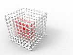 Cube Made Of White And Red Circle Stock Photo