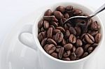 Cup Of Coffee With Spoon Stock Photo
