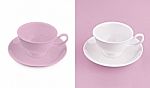 Cup On White & Pink Background Stock Photo