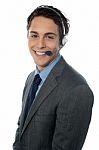 Customer Service Agent Smiling Stock Photo