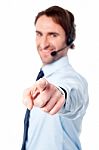 Customer Support Execuitive Pointing You Out Stock Photo