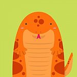 Cute Big Fat Red Salamander Stock Photo