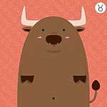 Cute Big Fat Taurus Zodiac Cartoon Stock Photo
