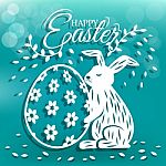 Cute Bunny And Egg For Easter Day Greeting Card Stock Photo
