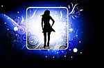Cute Girl In Abstract Background Stock Photo
