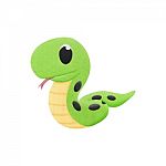 Cute Snake Is Reptile Animal Cartoon In The Zoo Of Paper Cut Stock Photo