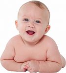 Cute Toddler Smiling While Lying On His Tummy Stock Photo