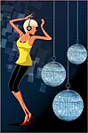 Dancing Girl In Disco Stock Photo