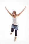 Dancing Model With Raised Arms Stock Photo