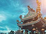 Dargon Statue On Shrine Roof ,dragon Statue On China Temple Roof As Asian Art Stock Photo