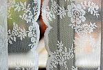 Decorated Curtains With White Floral Texture Stock Photo