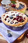 Decorated Homemade Shortcrust Pastry Berry Pies Stock Photo