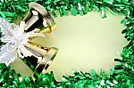Decorations Green Ribbon For Christmas And New Year Stock Photo