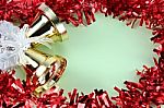 Decorations Red Ribbon For Christmas And New Year Stock Photo