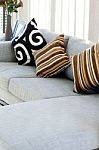 Decorative Pillow Natural Fabric On Sofa In House Stock Photo