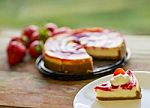 Delicious Piece Of Strawberry Cheesecake Stock Photo