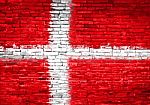Denmark Flag Painted On Wall Stock Photo