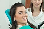 Dentist And Patient In A Dental Clinic Stock Photo