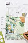 Design Water Garden Plan Stock Photo
