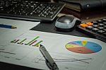 Desk Office And Graph Stock Photo