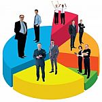 Different People Standing On Pie Chart Stock Photo